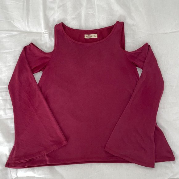 Hollister Maroon Cold Shoulder Top - Picture 1 of 4